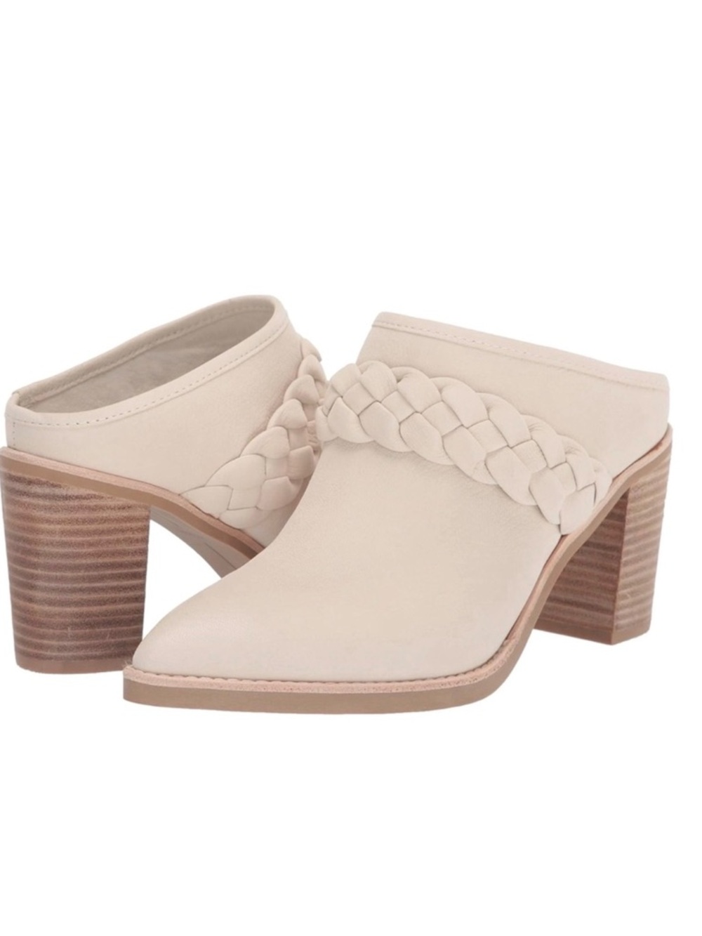 Dolce Vita Serla Mules In Ivory Leather, Size 6 1/2